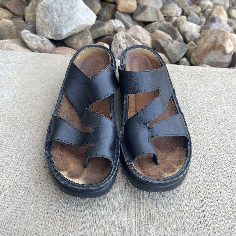 Naot Monterey Sandals Women's US 10 EI 41 Black Leather Comfort Wedge Slide